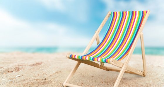 Stripy deckchair on the beach