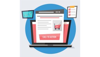 Cartoon imagery of a website landing page