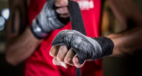 Man wrapping up his hands