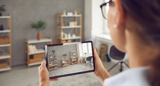 Woman using Inventory Base platform to carry out inventory check